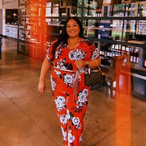 PLUS SIZE - FLORAL JUMPSUIT - 3X